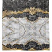 Schwarzer Marmor mit Gold Hübsch Duschvorhang (Vorderseite)