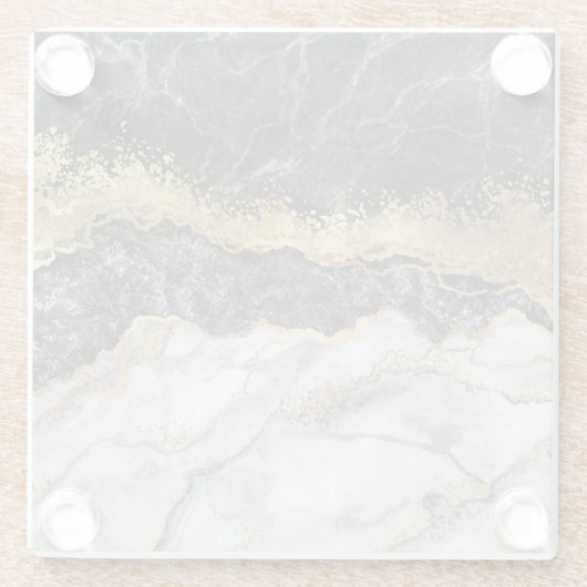 Schwarzer Marmor mit Gold Hübsch Glasuntersetzer (Rückseite)