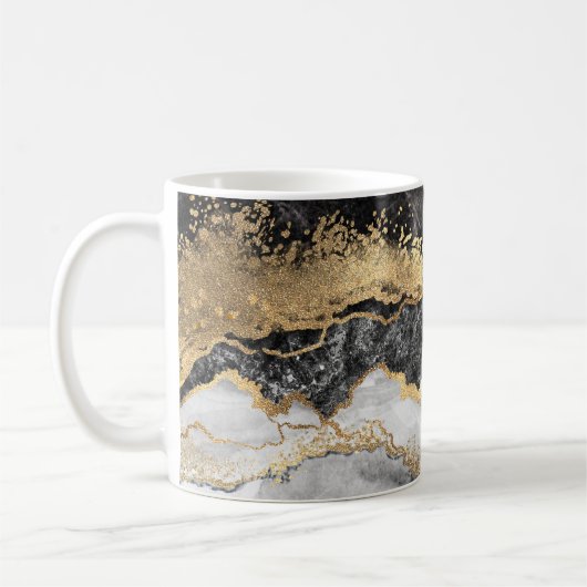 Schwarzer Marmor mit Gold Hübsch Kaffeetasse (Links)