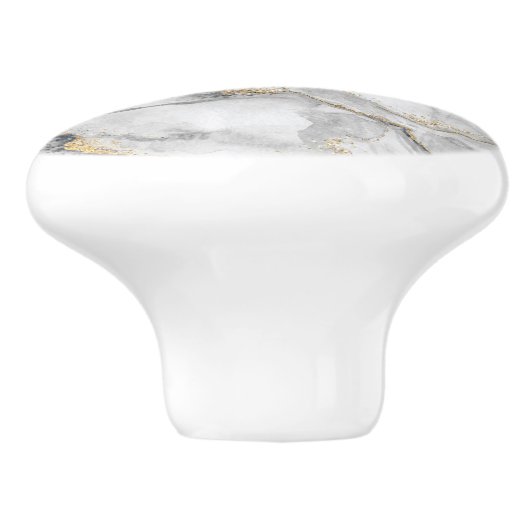 Schwarzer Marmor mit Gold Hübsch Keramikknauf (Seitenansicht)