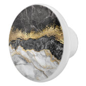 Schwarzer Marmor mit Gold Hübsch Keramikknauf (Rechts)