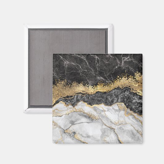 Schwarzer Marmor mit Gold Hübsch Magnet (Vorderseite/Rückseite)