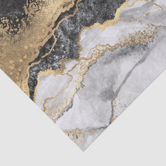 Schwarzer Marmor mit Gold Hübsch Seidenpapier (Ausschnitt)