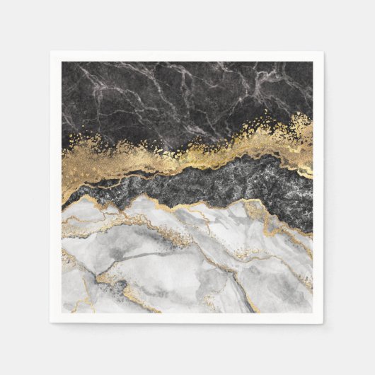Schwarzer Marmor mit Gold Hübsch Serviette (Vorderseite)