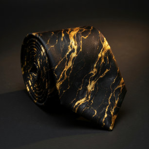 Schwarzer Marmor mit Gold Luxuriöser flüssiger G Krawatte
