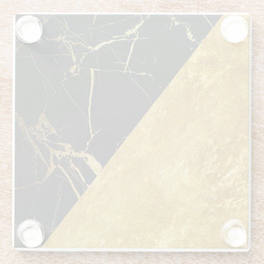 Schwarzer Marmor mit Goldblatt-Glas-Untersetzer Glasuntersetzer (Rückseite)