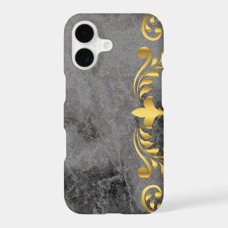 schwarzer Marmor mit goldenem Blumenmuster