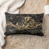 schwarzer Marmor mit goldener Struktur Lendenkissen (Decke)