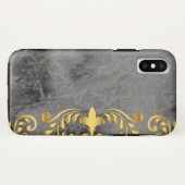 schwarzer Marmor mit goldfarbenem Blumenmuster Case-Mate iPhone Hülle (Rückseite (Horizontal))
