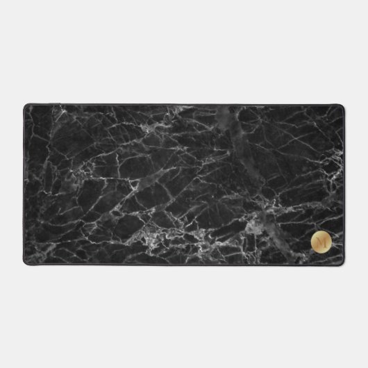 Schwarzer Marmor mit Goldmonogramm Schreibtischunterlage (Vorderseite)