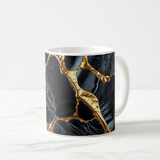 Schwarzer Marmor mit Goldvene Kaffeetasse (VorderseiteRechts)