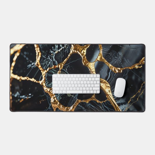 Schwarzer Marmor mit Goldvene Schreibtischunterlage (Tastatur & Maus)