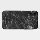 Schwarzer Marmor mit grauen Rissen Case-Mate iPhone Hülle (Rückseite (Horizontal))