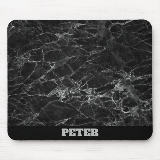 Schwarzer Marmor mit Namen Mousepad (Vorne)