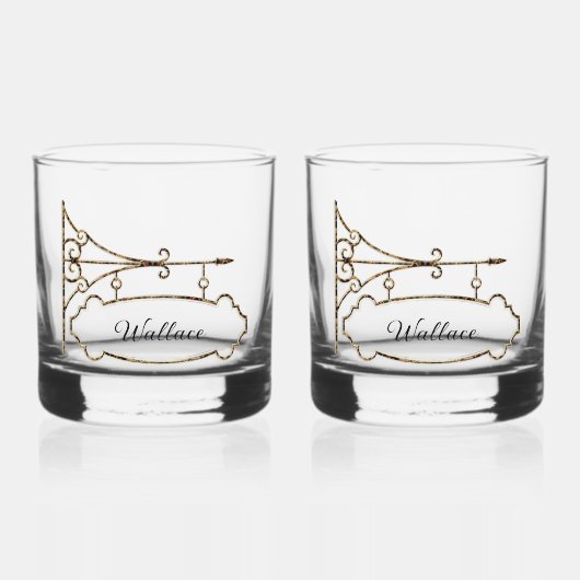 Schwarzer Marmor mit Signierung für Monogramm Whiskyglas (Vorderseite)