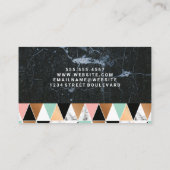 Schwarzer Marmor | Modernes geometrisches Muster Visitenkarte (Rückseite)