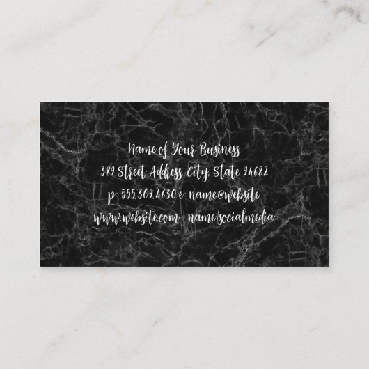 Schwarzer Marmor | Monogramm Visitenkarte (Rückseite)