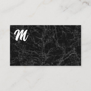 Schwarzer Marmor Monogramm Visitenkarte