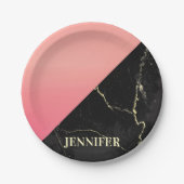 Schwarzer Marmor Pappteller (Vorderseite)