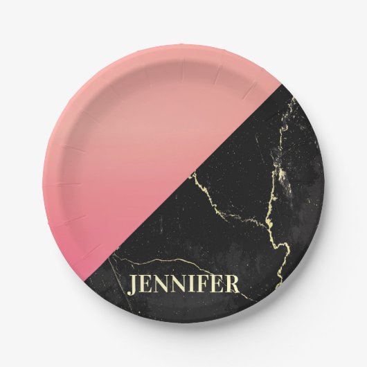 Schwarzer Marmor Pappteller (Vorderseite)