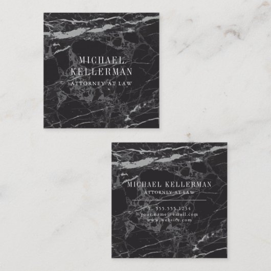 Schwarzer Marmor Quadratische Visitenkarte (Vorne/Hinten)