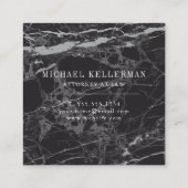 Schwarzer Marmor Quadratische Visitenkarte (Rückseite)