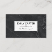 Schwarzer Marmor | Real Anwesen Agent Visitenkarte (Vorderseite)