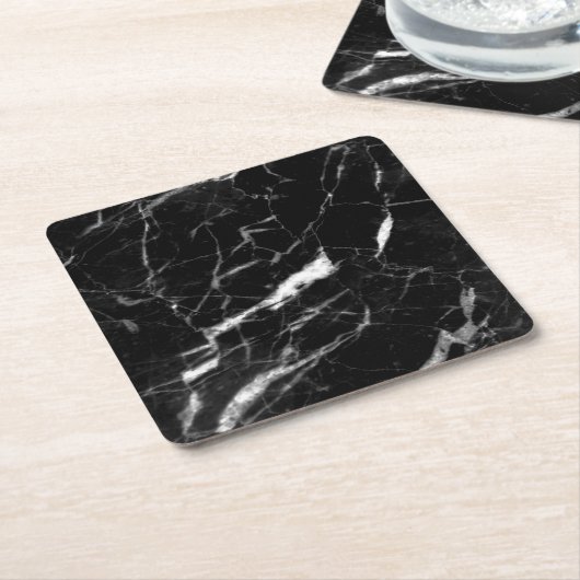 Schwarzer Marmor Rechteckiger Pappuntersetzer (angewinkelt)