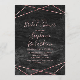 Schwarzer Marmor Rose Gold Bridal Dusche Einladung