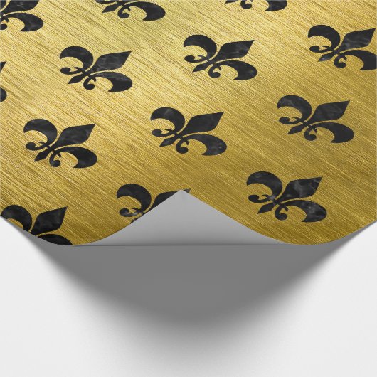 SCHWARZER MARMOR ROYAL1 U. GOLD GEBÜRSTETES METALL GESCHENKPAPIER (Ecke)