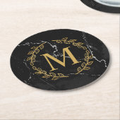 Schwarzer Marmor Runder Pappuntersetzer (Angewinkelt)