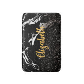 Schwarzer Marmor/Schwarzer Glitzer Badematte (Vorderseite Vertikal)