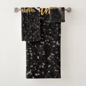 Schwarzer Marmor/Schwarzer Glitzer Badhandtuch Set (Insitu)
