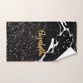 Schwarzer Marmor/Schwarzer Glitzer Badhandtuch Set (Handtuch)