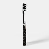 Schwarzer Marmor/Schwarzer Glitzer iPhone Hülle (Linke Seite)