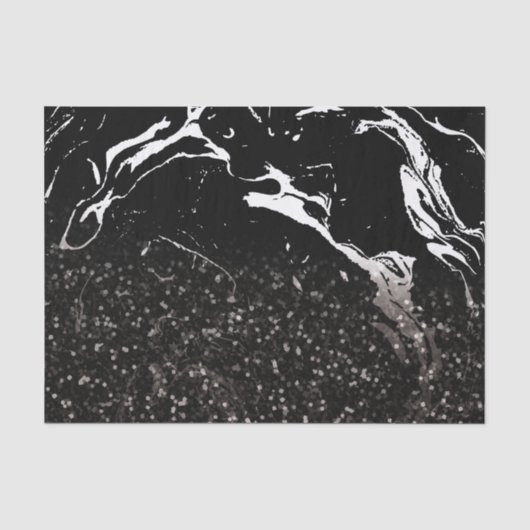 Schwarzer Marmor/Schwarzer Glitzer Seidenpapier (Vorderseite)