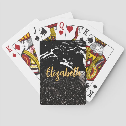 Schwarzer Marmor/Schwarzer Glitzer Spielkarten (Rückseite)