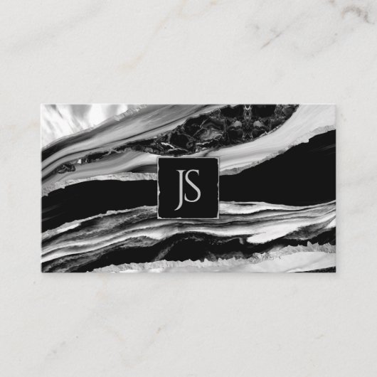 Schwarzer Marmor, Silber und Mutter der Perle Visitenkarte (Vorderseite)