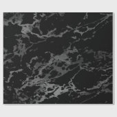 Schwarzer Marmor Silver Carrara Shiny Deep Grau Geschenkpapier (Flach)