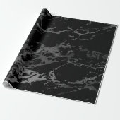 Schwarzer Marmor Silver Carrara Shiny Deep Grau Geschenkpapier (Ungerollt)