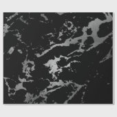 Schwarzer Marmor Silver Shiny Deep Gray Shadows Geschenkpapier (Flach)