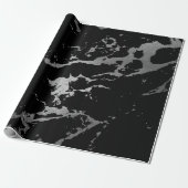 Schwarzer Marmor Silver Shiny Deep Gray Shadows Geschenkpapier (Ungerollt)