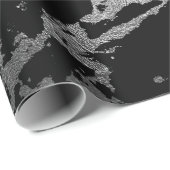 Schwarzer Marmor Silver Shiny Deep Gray Shadows Geschenkpapier (Rolleneckpunkt)