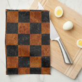 SCHWARZER MARMOR SQUARE1 U. BROWN-MARMOR KÜCHENTUCH (Viertel Falte)