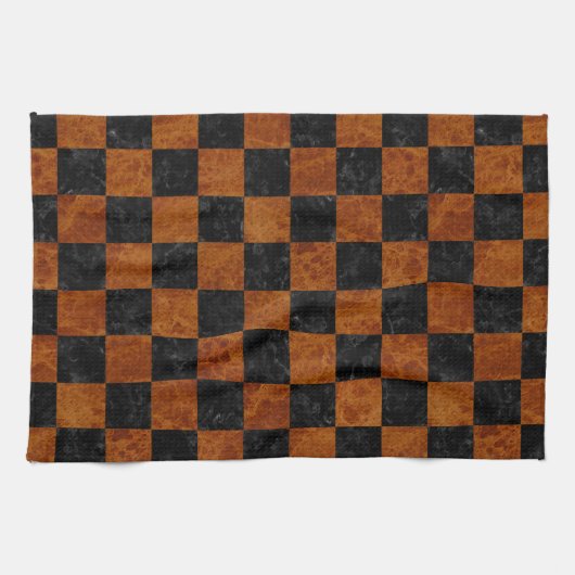SCHWARZER MARMOR SQUARE1 U. BROWN-MARMOR KÜCHENTUCH (Horizontal)