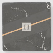 Schwarzer Marmor Steinuntersetzer (Vorderseite)