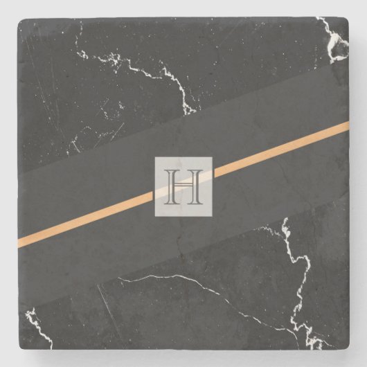 Schwarzer Marmor Steinuntersetzer (Vorderseite)