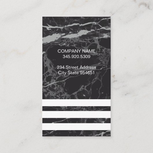 Schwarzer Marmor | Streifenbügel Visitenkarte (Rückseite)
