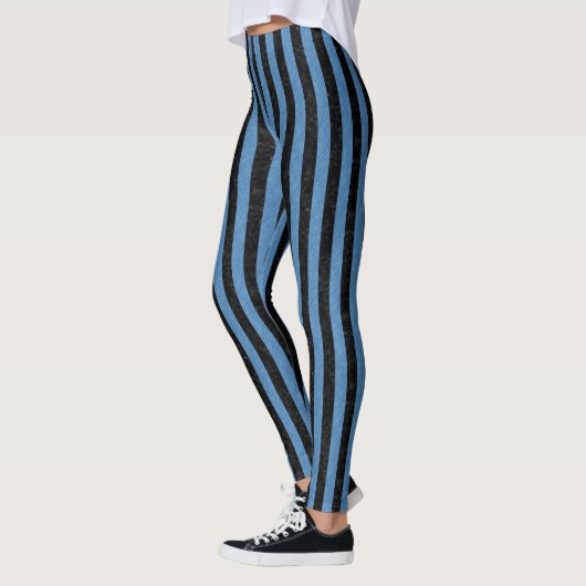 SCHWARZER MARMOR STRIPES1 U. BLAU FARBIGER LEGGINGS (Links)