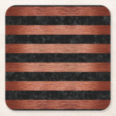 SCHWARZER MARMOR STRIPES2 U. KUPFER GEBÜRSTETES RECHTECKIGER PAPPUNTERSETZER (Vorderseite)